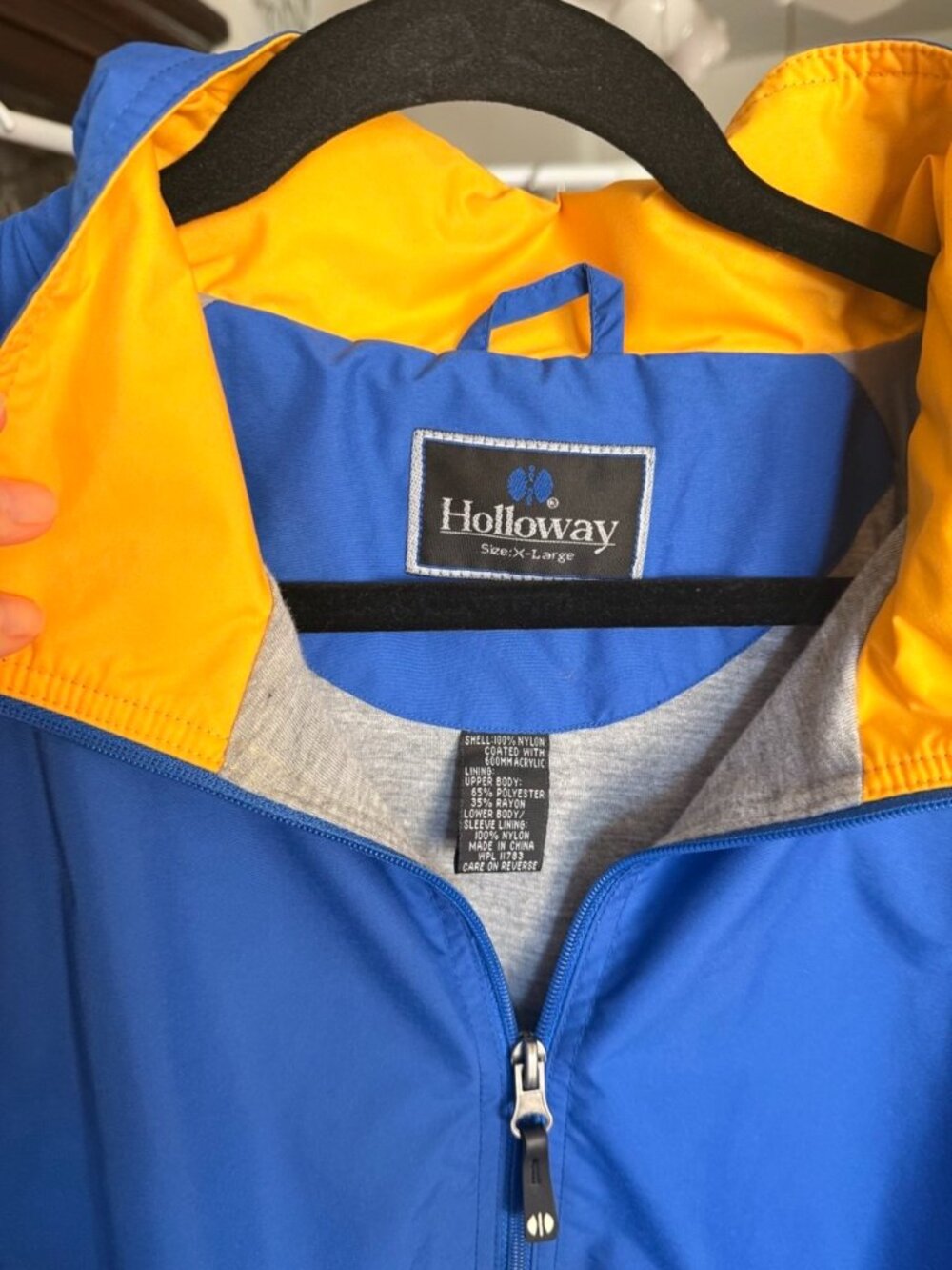 Holloway Vintage Blue Gold Colorblock Windbreaker Jacket XL